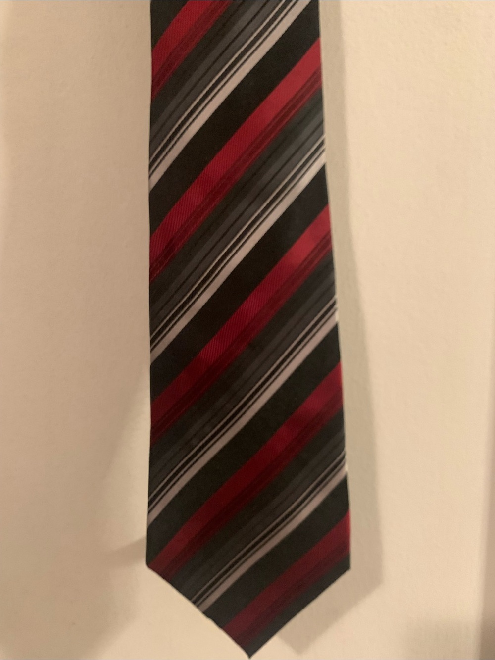 Balmain Red and Black Striped Silk Tie